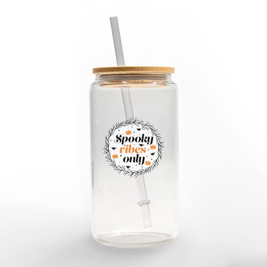 Spooky Vibes Only 16oz. Glass Can Cup